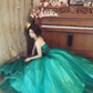 Elegant Strapless Green Prom Dress Long Beads Appliques A-Line Evening Dress C8121
