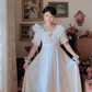 Robe de bal de princesse bustier à volants en satin long, robe de soirée C8117