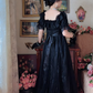 Ornate Short Sleeve Black Prom Dress Lace A-Line Long Evening Dress C8124