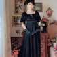 Ornate Short Sleeve Black Prom Dress Lace A-Line Long Evening Dress C8124