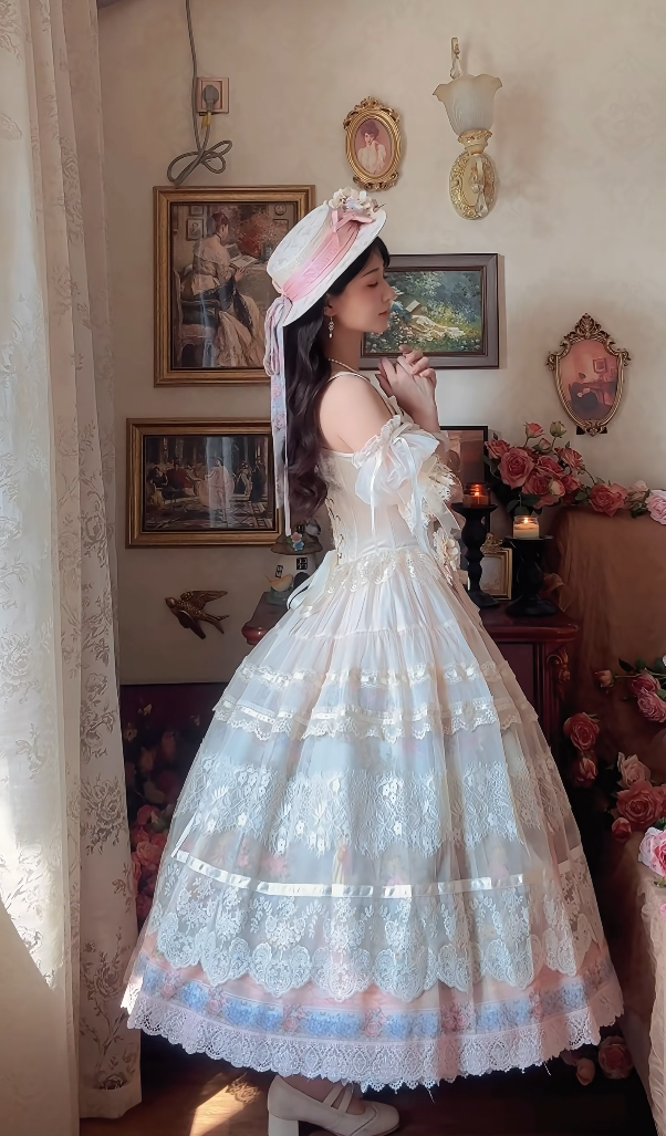Sleek Short Sleeve Prom Dress Lace Floral A-Line Long Evening Dress C8125