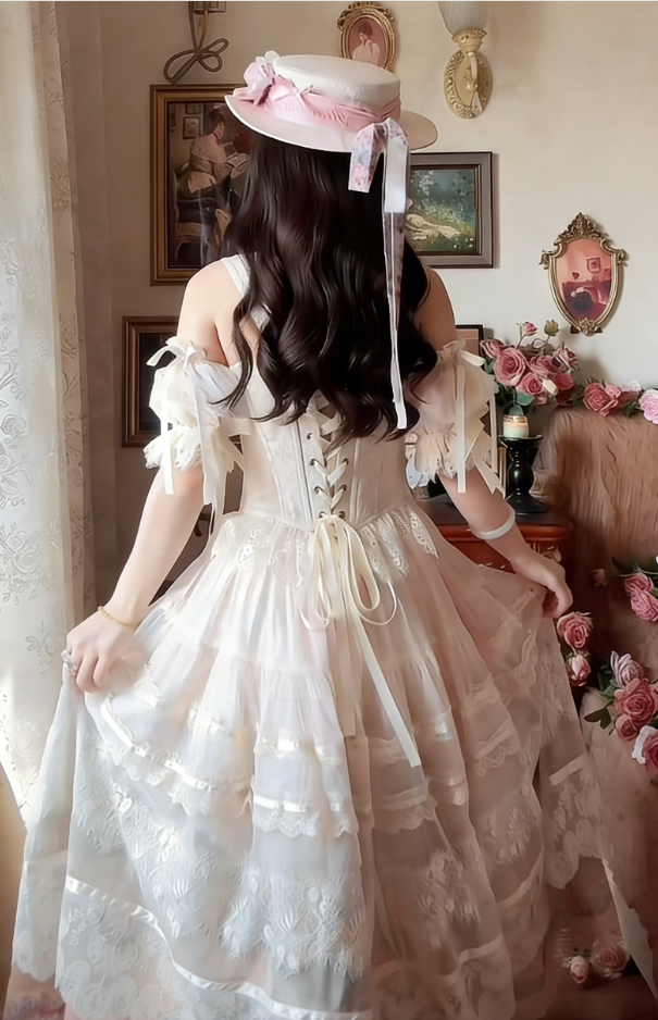 Sleek Short Sleeve Prom Dress Lace Floral A-Line Long Evening Dress C8125