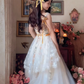 Robe de bal de princesse bustier à volants en satin long, robe de soirée C8117