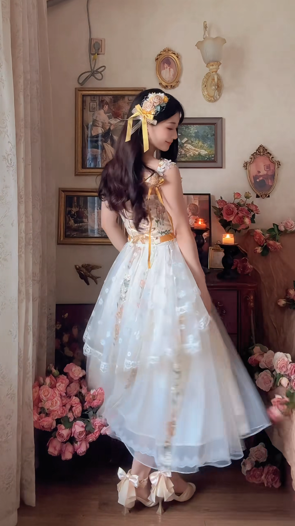 Robe de bal de princesse bustier à volants en satin long, robe de soirée C8117