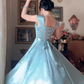 Robe de bal de princesse bustier à volants en satin long, robe de soirée C8117
