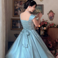 Robe de bal de princesse bustier à volants en satin long, robe de soirée C8117