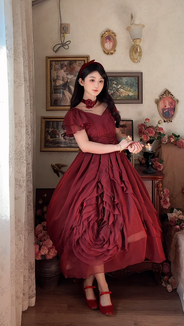 Robe de bal de princesse bustier à volants en satin long, robe de soirée C8117