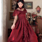 Robe de bal de princesse bustier à volants en satin long, robe de soirée C8117