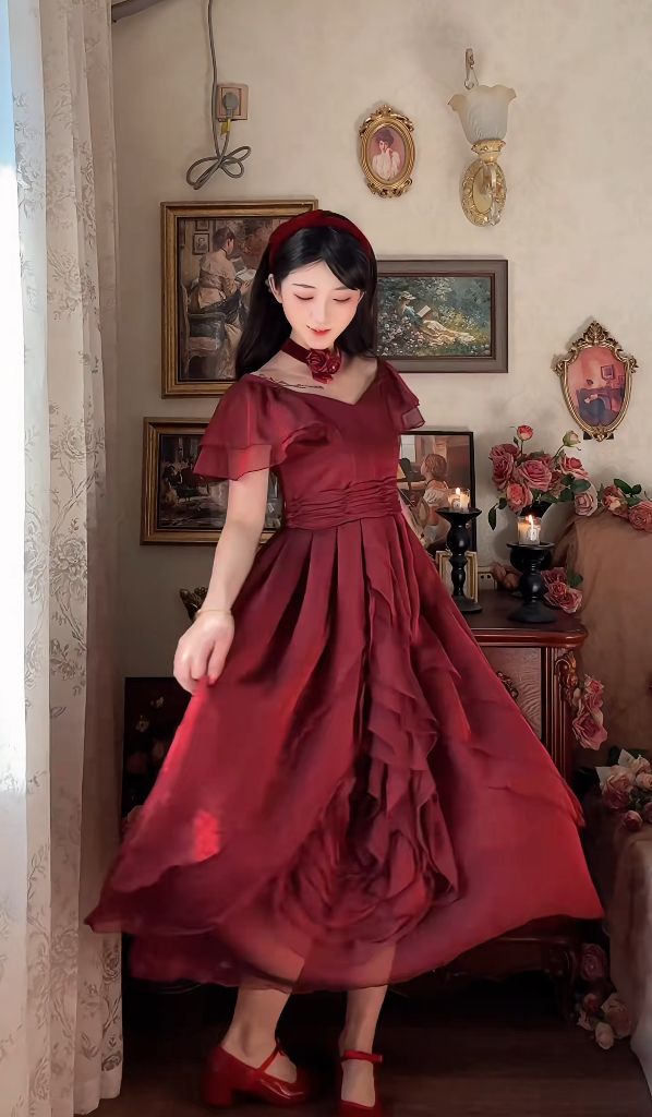 Robe de bal de princesse bustier à volants en satin long, robe de soirée C8117