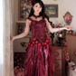 Robe de bal de princesse bustier à volants en satin long, robe de soirée C8117