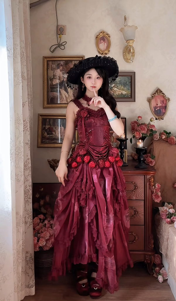 Robe de bal de princesse bustier à volants en satin long, robe de soirée C8117