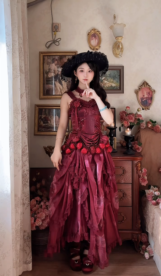 Robe de bal de princesse bustier à volants en satin long, robe de soirée C8117