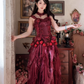Robe de bal de princesse bustier à volants en satin long, robe de soirée C8117
