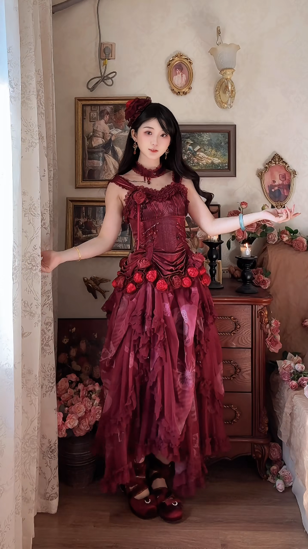 Robe de bal de princesse bustier à volants en satin long, robe de soirée C8117