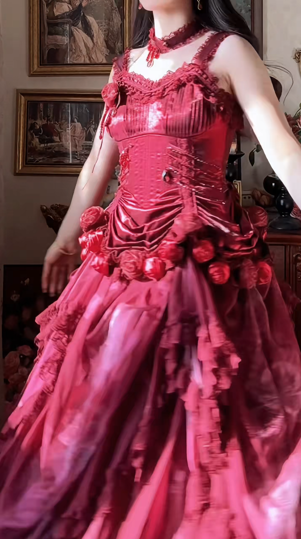 Robe de bal de princesse bustier à volants en satin long, robe de soirée C8117