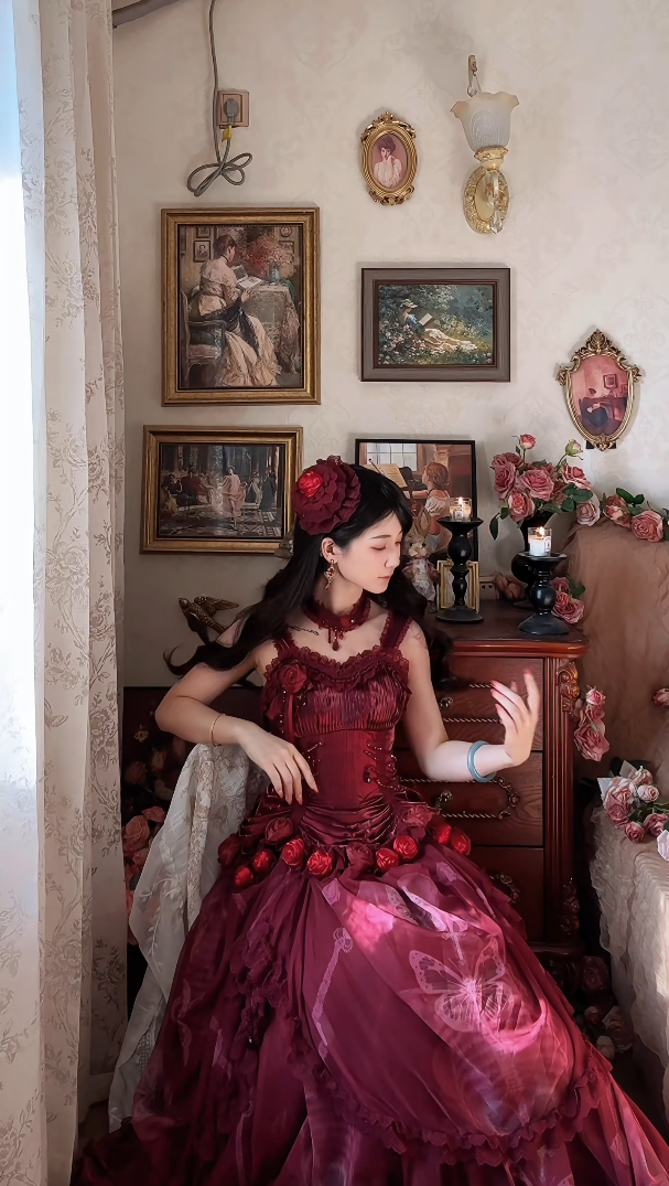 Robe de bal de princesse bustier à volants en satin long, robe de soirée C8117