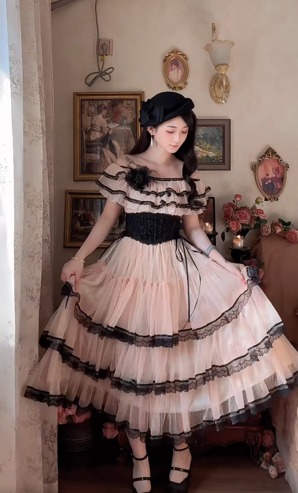Robe de bal de princesse bustier à volants en satin long, robe de soirée C8117