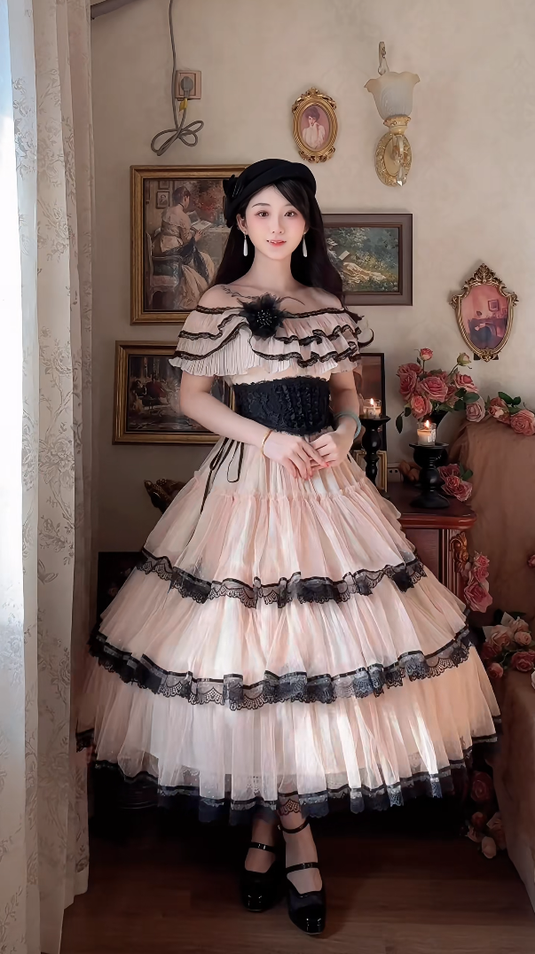 Robe de bal de princesse bustier à volants en satin long, robe de soirée C8117