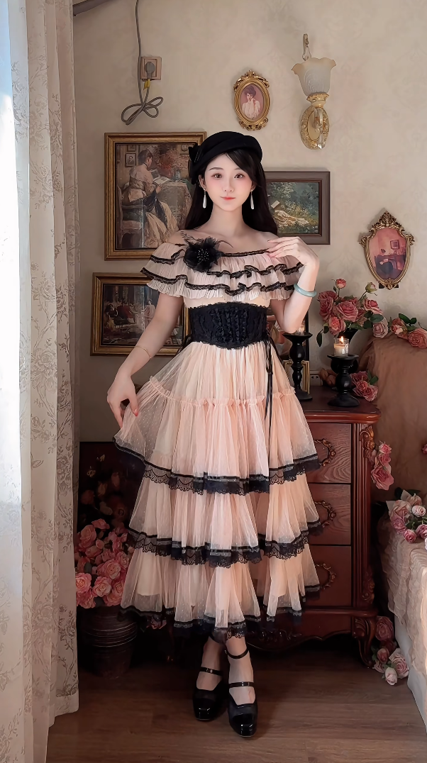 Robe de bal de princesse bustier à volants en satin long, robe de soirée C8117