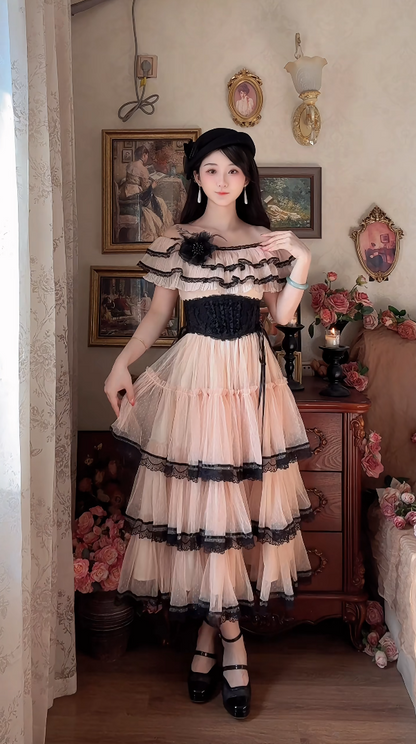 Robe de bal de princesse bustier à volants en satin long, robe de soirée C8117