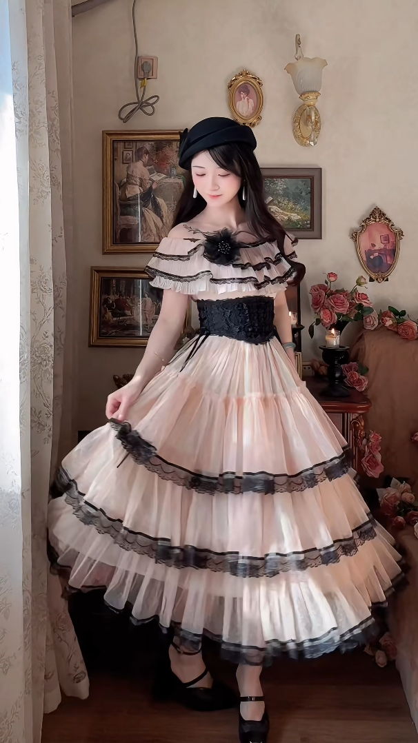 Robe de bal de princesse bustier à volants en satin long, robe de soirée C8117