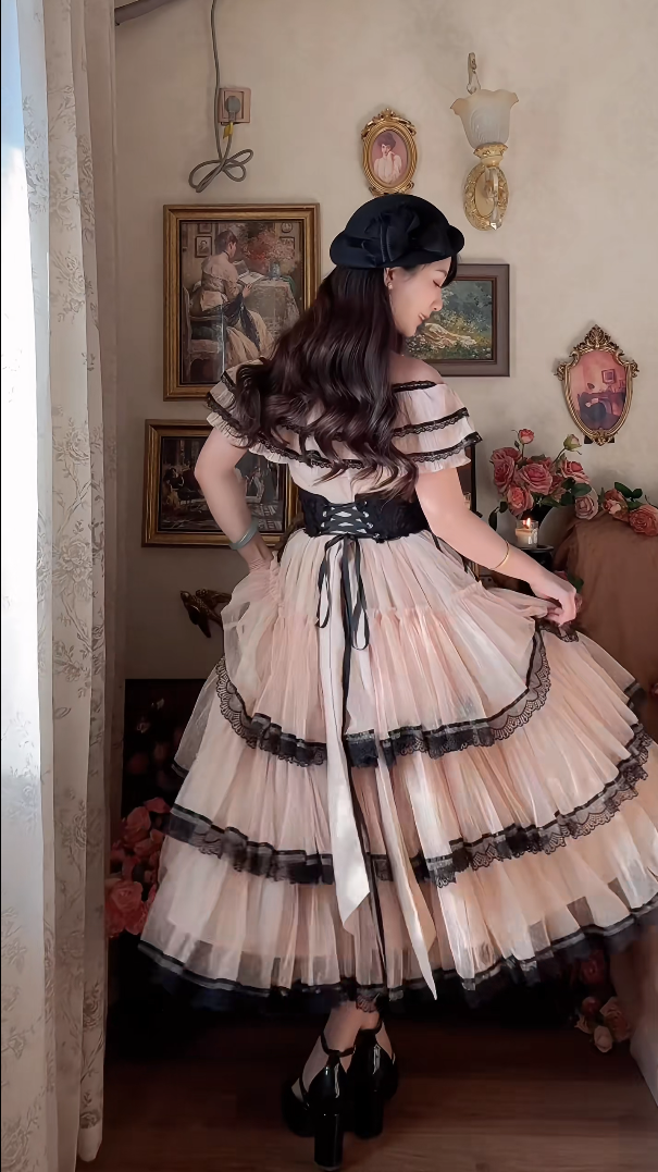 Robe de bal de princesse bustier à volants en satin long, robe de soirée C8117