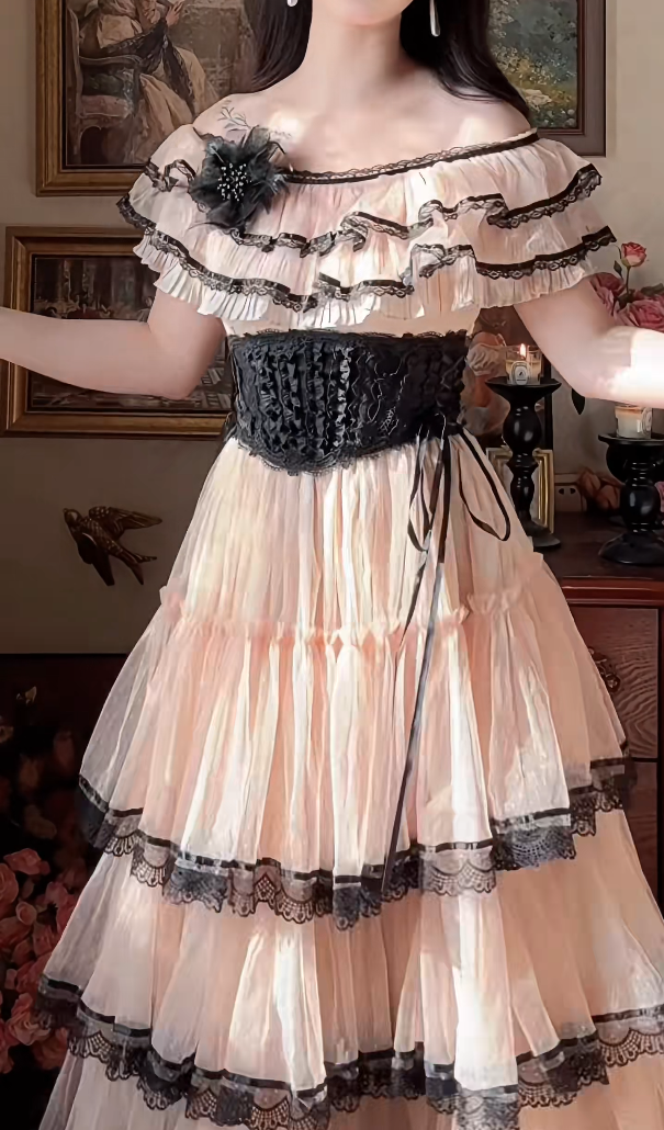 Robe de bal de princesse bustier à volants en satin long, robe de soirée C8117