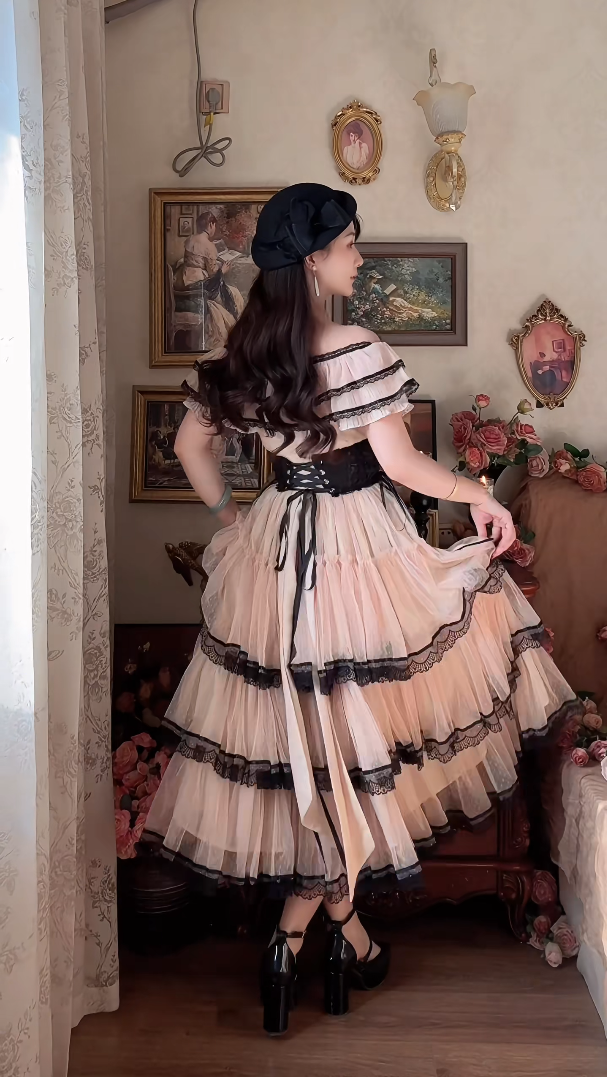 Robe de bal de princesse bustier à volants en satin long, robe de soirée C8117