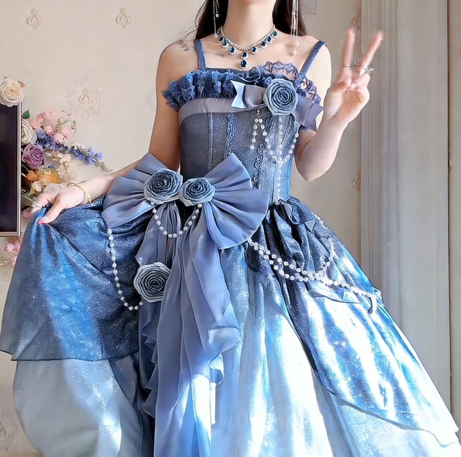 Robe de bal de princesse bustier à volants en satin long, robe de soirée C8117