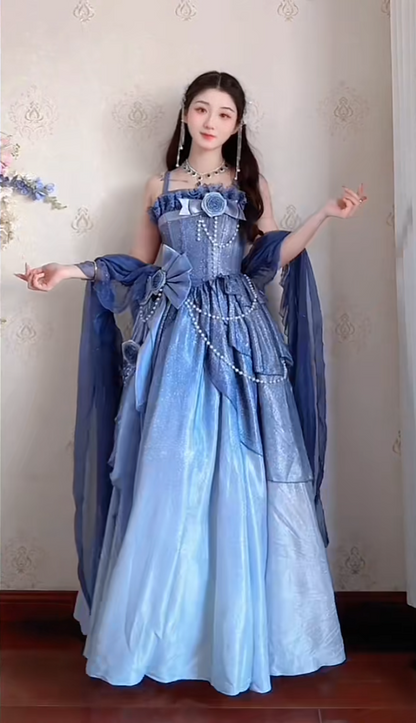 Robe de bal de princesse bustier à volants en satin long, robe de soirée C8117