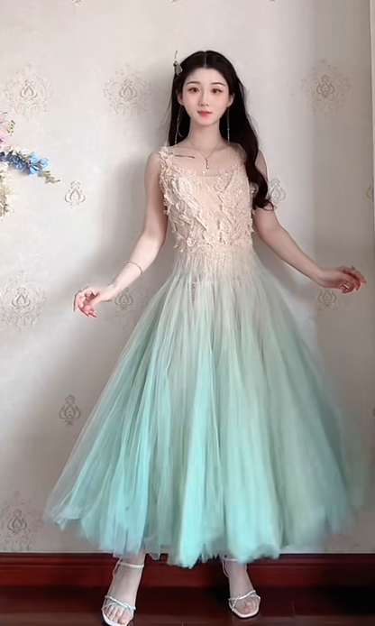Robe de bal de princesse bustier à volants en satin long, robe de soirée C8117