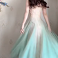 Robe de bal de princesse bustier à volants en satin long, robe de soirée C8117