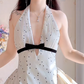 Robe de bal de princesse bustier à volants en satin long, robe de soirée C8117