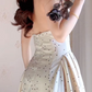 Robe de bal de princesse bustier à volants en satin long, robe de soirée C8117