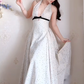 Robe de bal de princesse bustier à volants en satin long, robe de soirée C8117