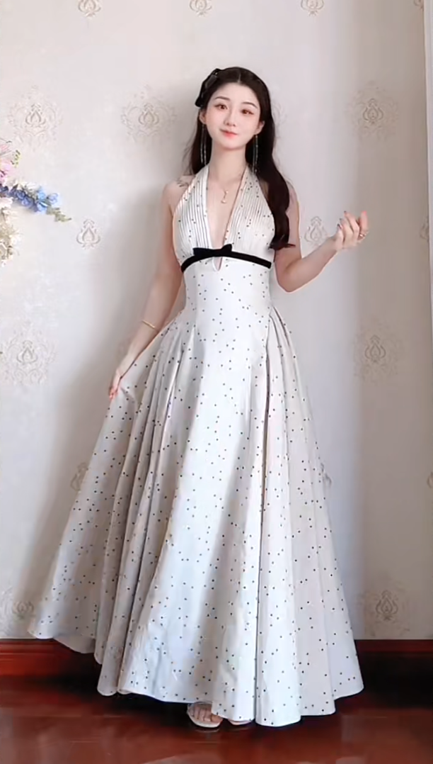 Robe de bal de princesse bustier à volants en satin long, robe de soirée C8117