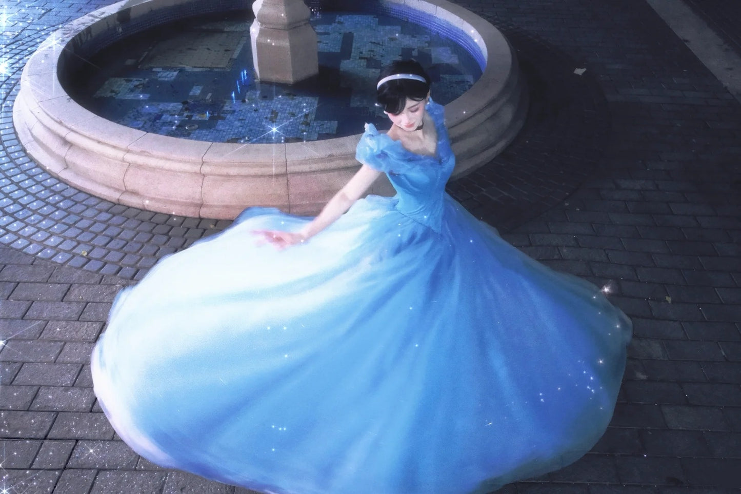 Dreamy Off-the-Shoulder Blue Ball Gown Sequins Tulle Sweet 16 Dresses C8138