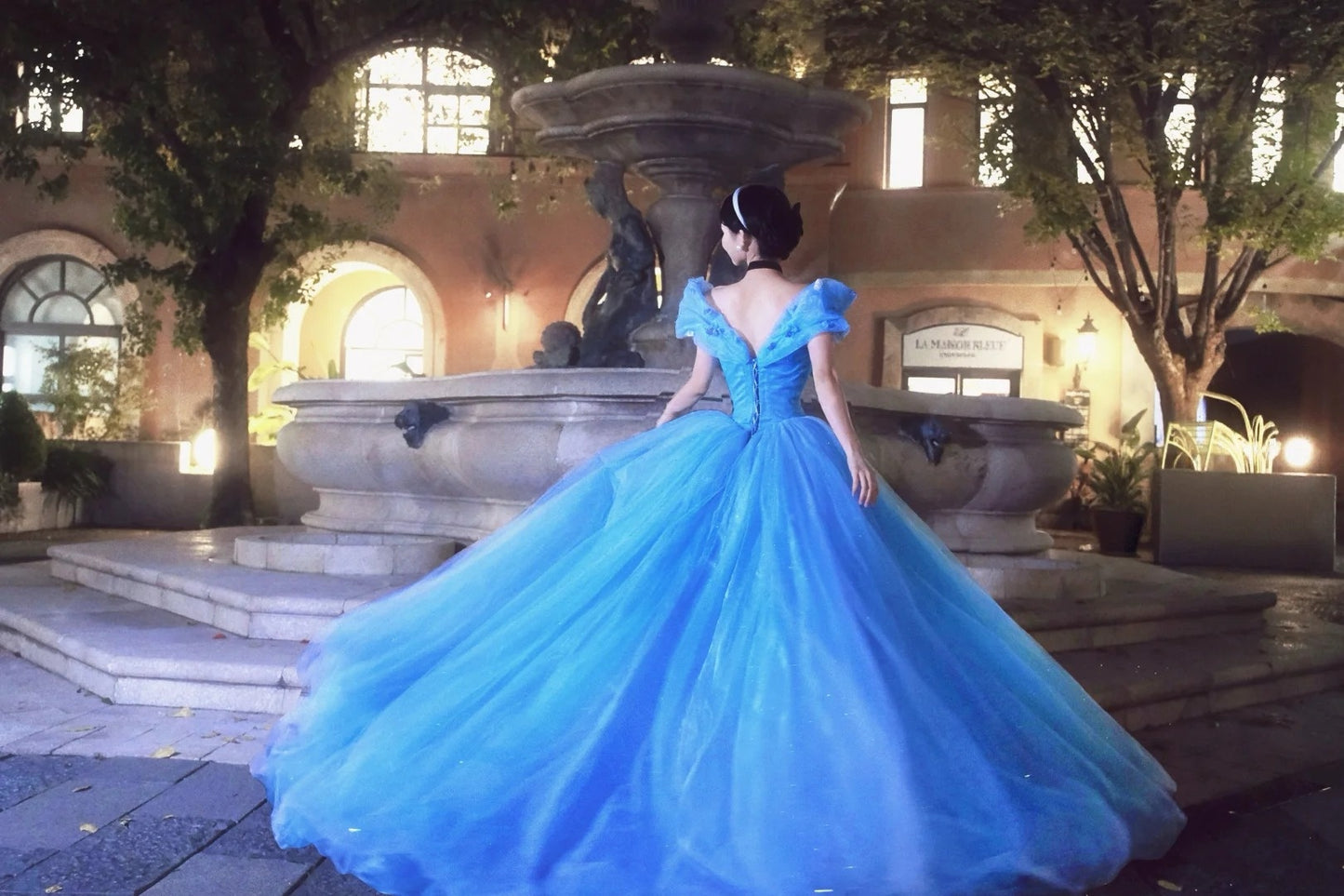 Dreamy Off-the-Shoulder Blue Ball Gown Sequins Tulle Sweet 16 Dresses C8138