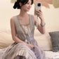 Cottage Core Square Neck Prom Dress Light Purple Tiered A-Line Evening Gown C8139