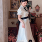 Robe de bal de princesse bustier à volants en satin long, robe de soirée C8117