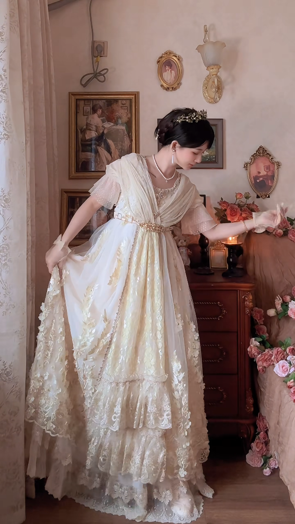 Robe de bal de princesse bustier à volants en satin long, robe de soirée C8117