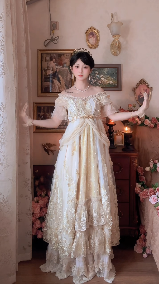 Robe de bal de princesse bustier à volants en satin long, robe de soirée C8117