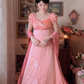 Robe de bal de princesse bustier à volants en satin long, robe de soirée C8117