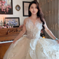 Superbe robe de mariée longue en tulle à sequins et décolleté en cœur C4041