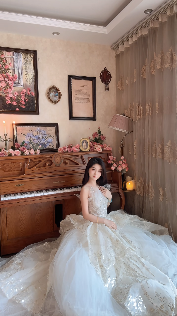 Superbe robe de mariée longue en tulle à sequins et décolleté en cœur C4041