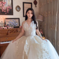Superbe robe de mariée longue en tulle à sequins et décolleté en cœur C4041