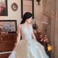 Superbe robe de mariée longue en tulle à sequins et décolleté en cœur C4041