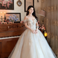 Superbe robe de mariée longue en tulle à sequins et décolleté en cœur C4041