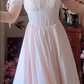 Adorable Short Sleeve Light Pink Prom Dress Lace Bows A-Line Evening Dress C8148