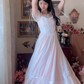Adorable Short Sleeve Light Pink Prom Dress Lace Bows A-Line Evening Dress C8148